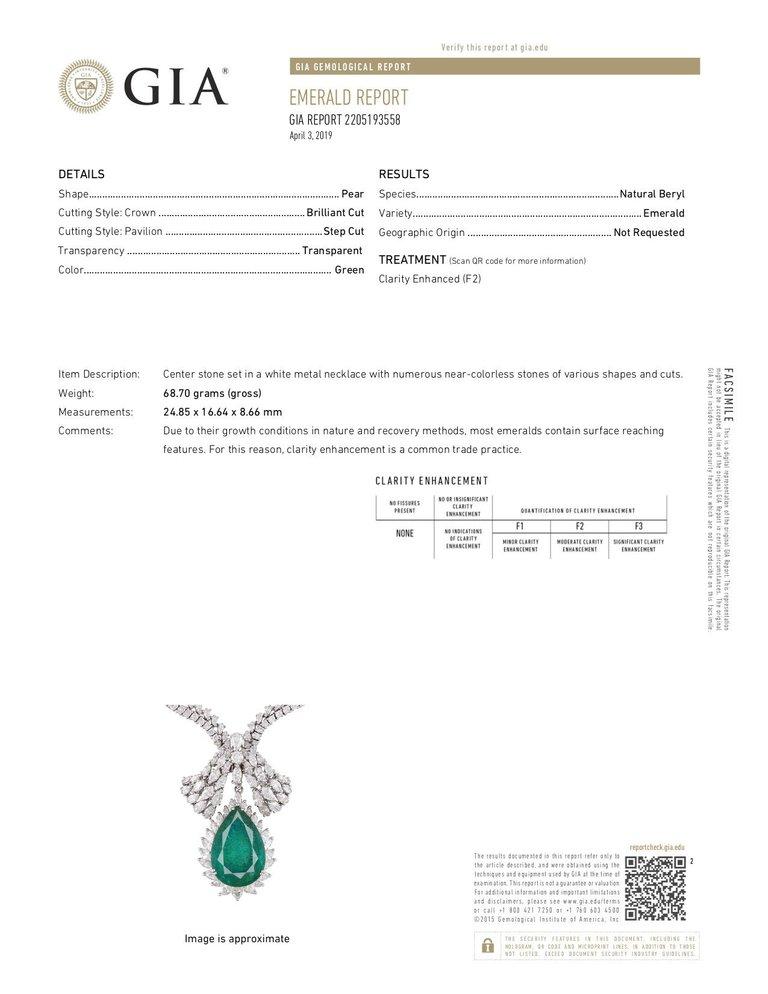 1980er Jahre GIA Smaragd-Diamant-Halskette mit Choker-Anhnger (Art déco) im Angebot