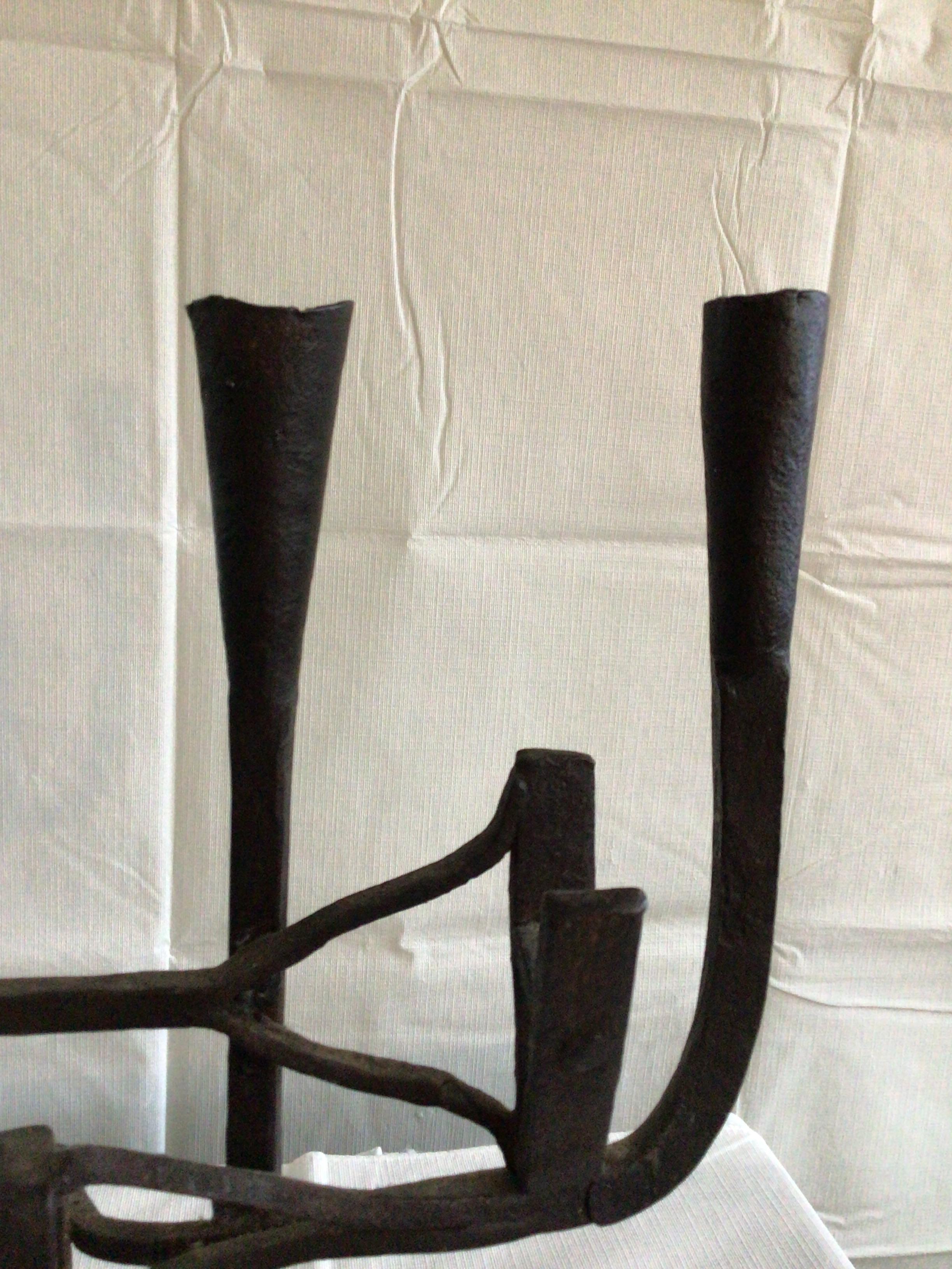 1960s Giacometti Style Handwrought Iron Candleholder 2