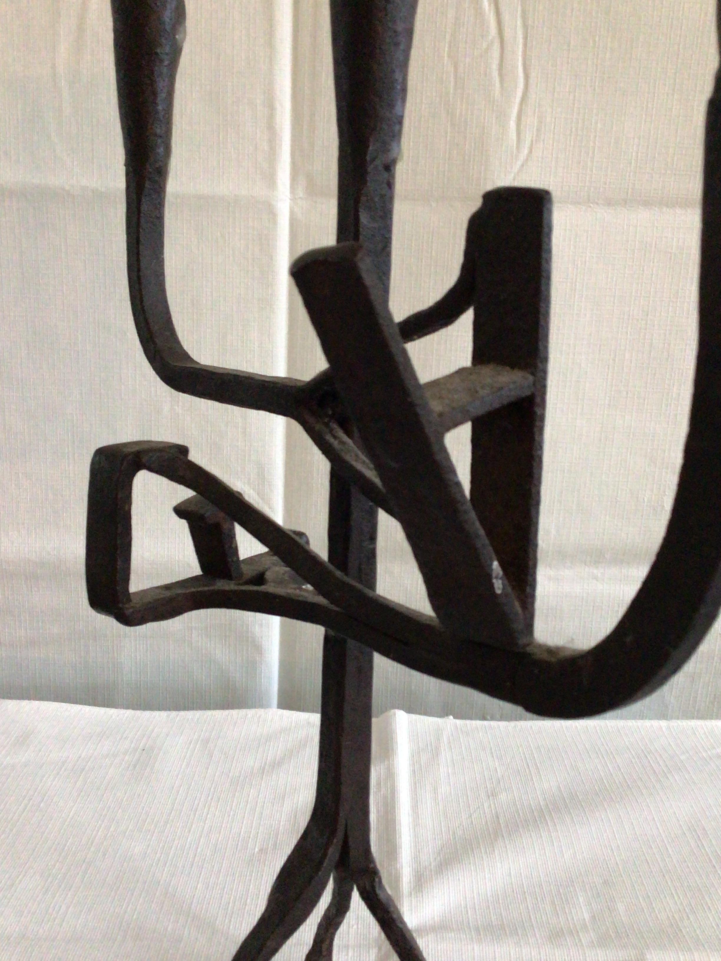 1960s Giacometti Style Handwrought Iron Candleholder 3