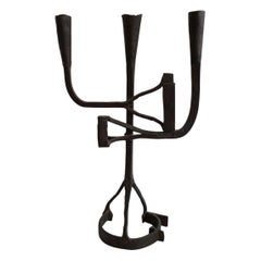 1960s Giacometti Style Handwrought Iron Candleholder