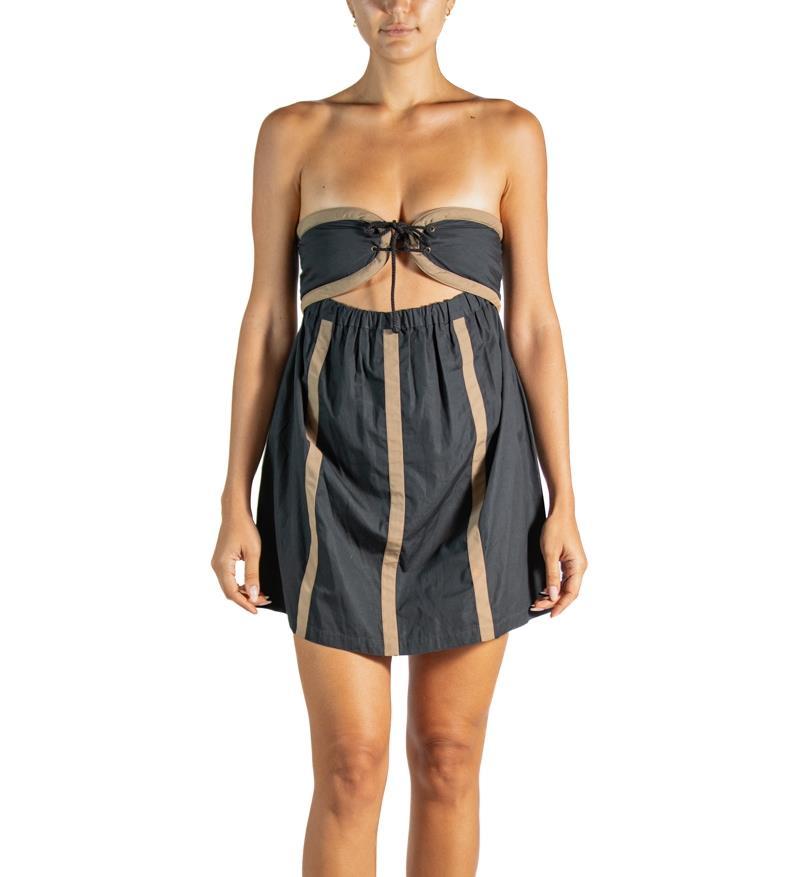 Beige 1960S Gianni Versace Black & Brown Mini Dress For Sale