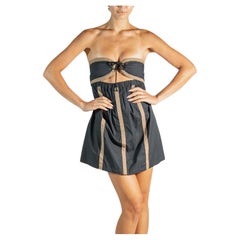 1960S Gianni Versace Black & Brown Mini Dress