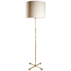 1960s Gilded Brass Bamboo Floor lamp, Maison Bagues
