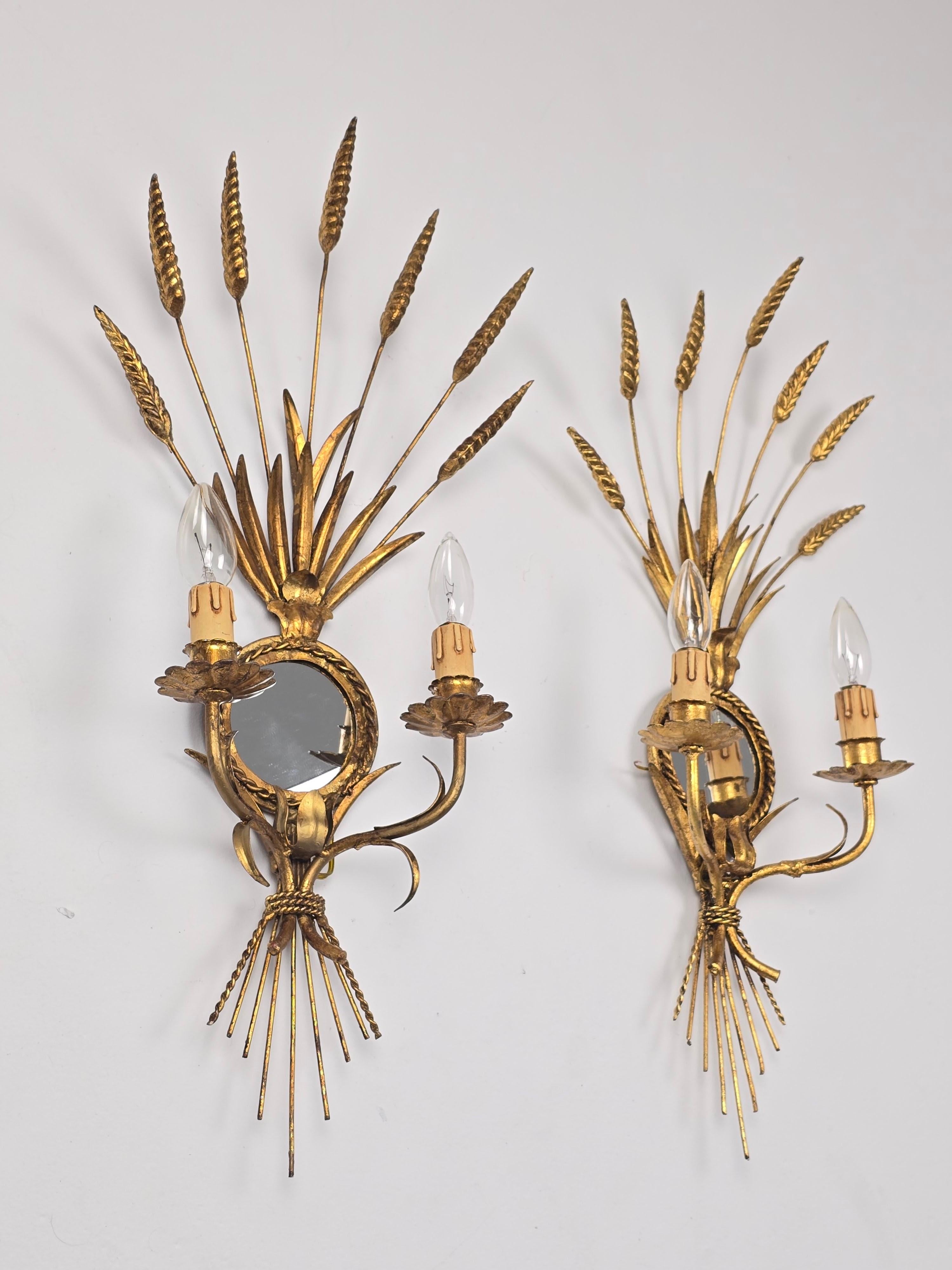 1960s   Apliques de Pan de Oro Dorado con Espejo  , Francia en venta 6