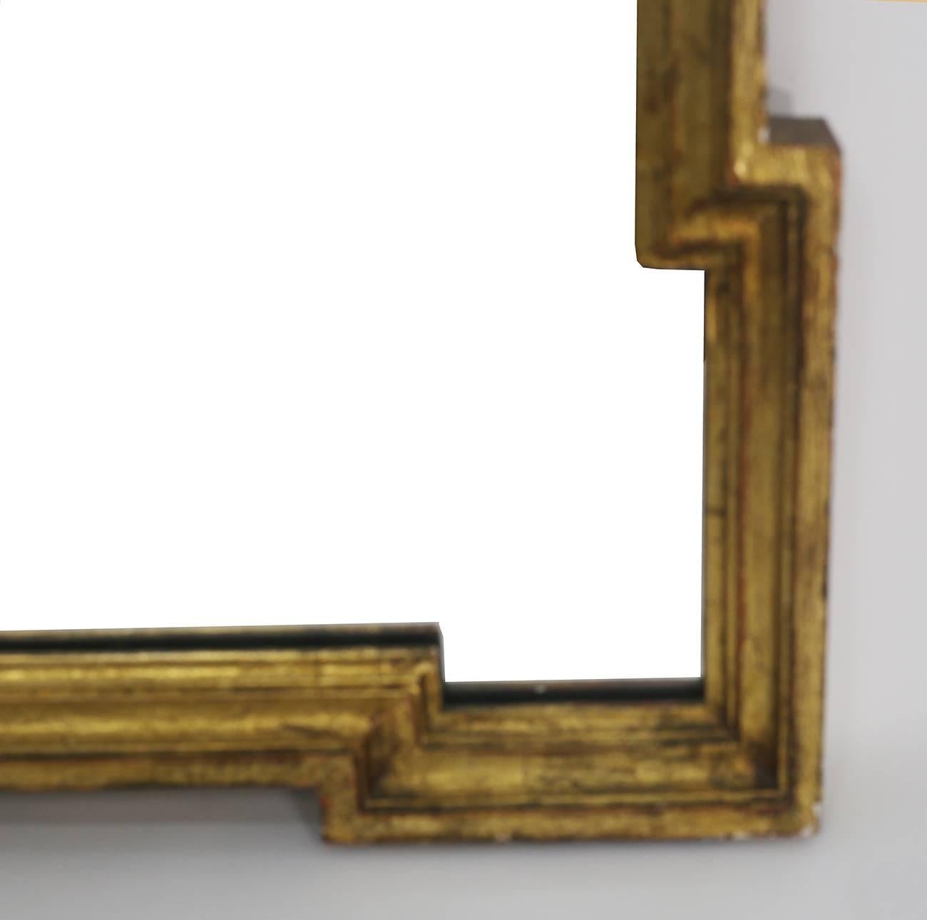 International Style 1960s Gilded Pediment Mirror by La Barge For Sale