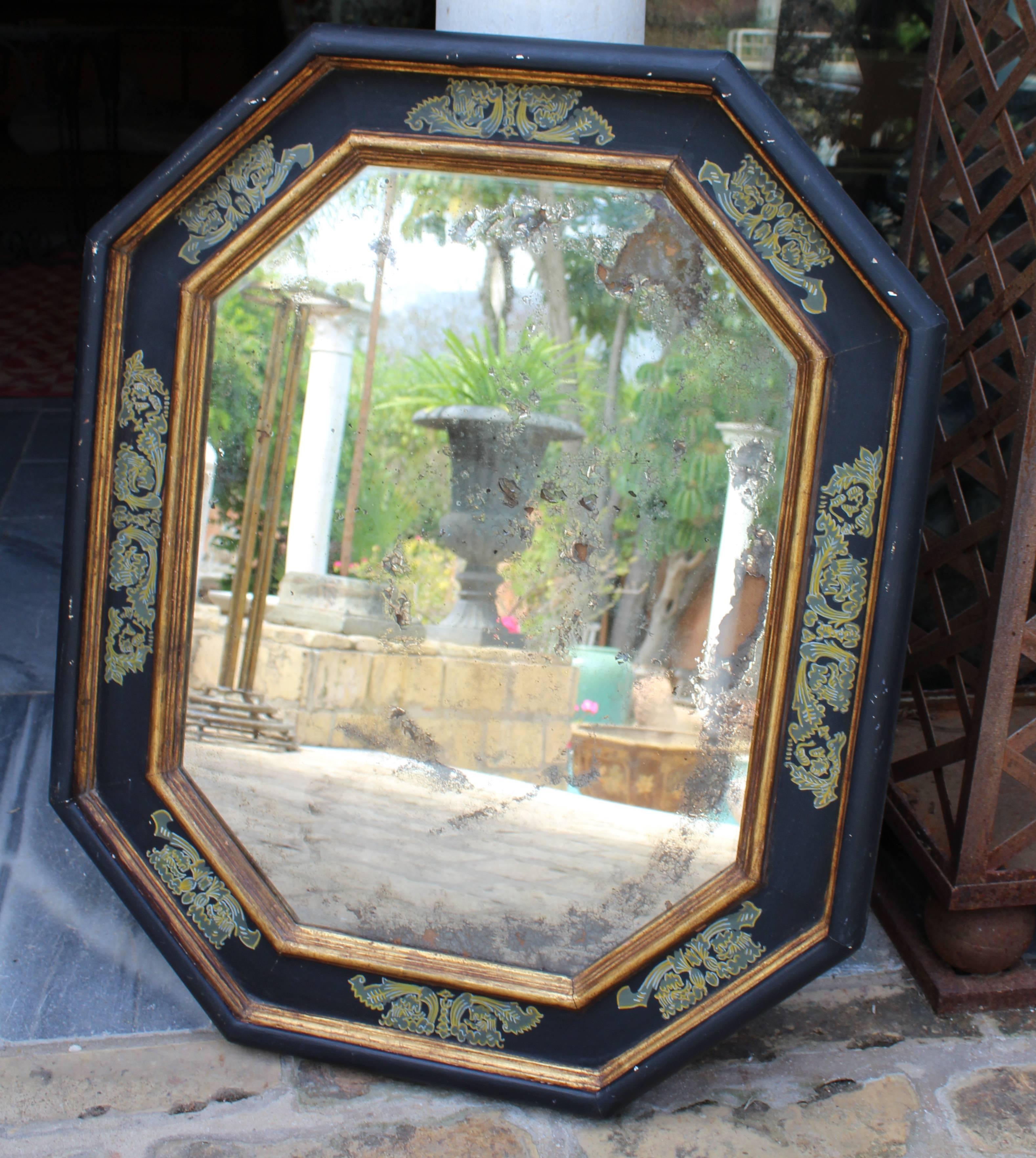 Spanish 1960s Gilded Wooden Painted Mirror