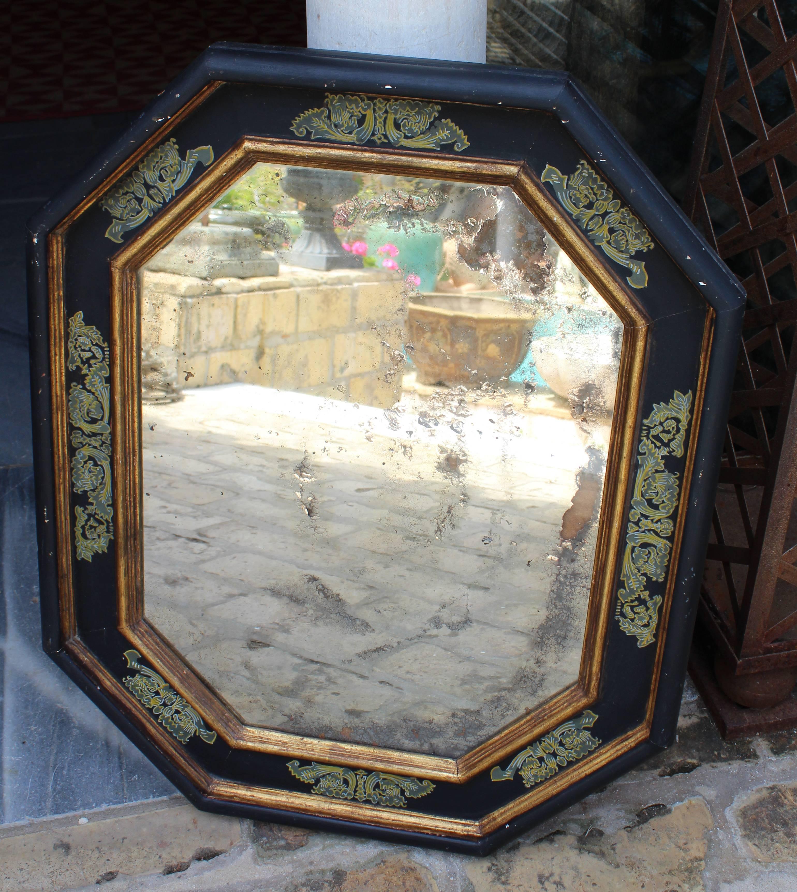 1960s Gilded Wooden Painted Mirror In Good Condition In Marbella, ES