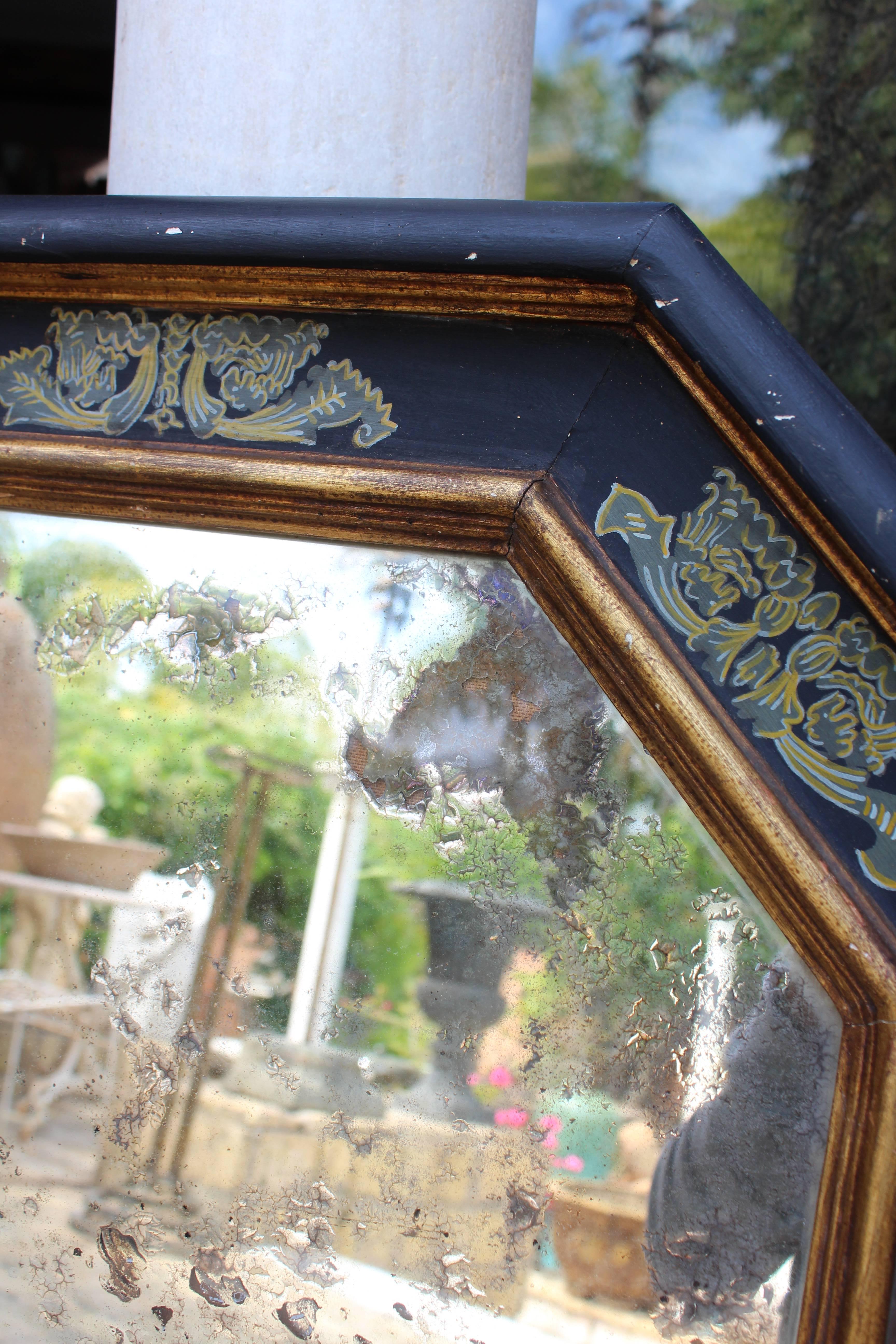 1960s Gilded Wooden Painted Mirror 3