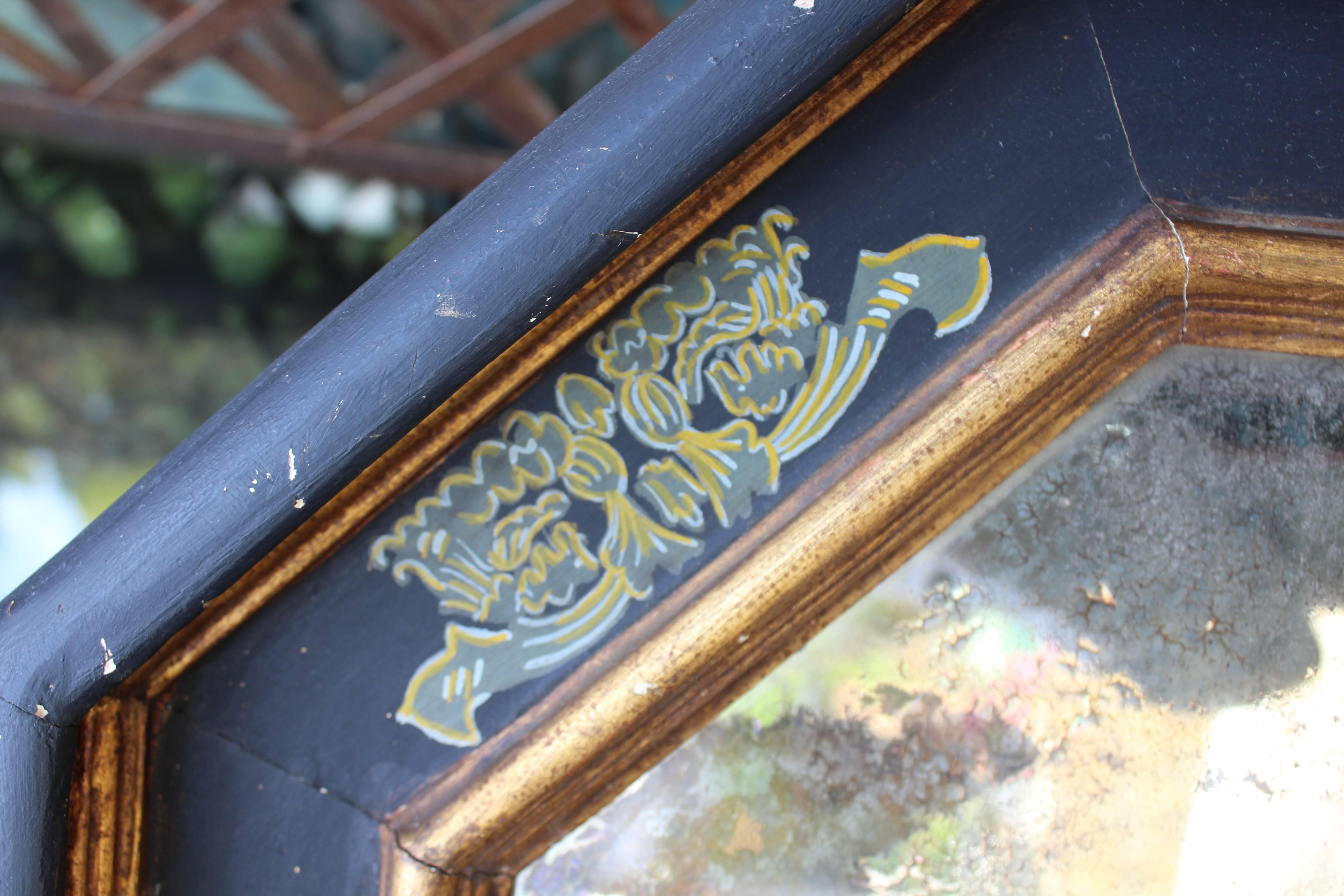 1960s Gilded Wooden Painted Mirror 4