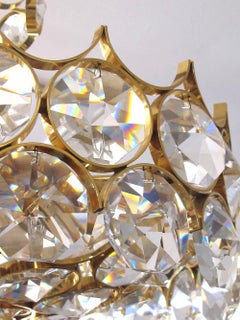 1960's Gilt-Brass and Crystal Pendant Chandelier by Sciolari for Palwa