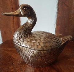 1960s Gilt Metal Duck Ice Bucket by Mauro Manetti