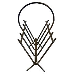 1960's Gilt Metal Faux bamboo Magazine Rack/ Record Holder