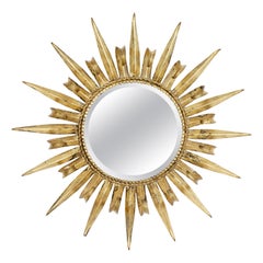 1960s Gilt Metal Sunburst Mirror