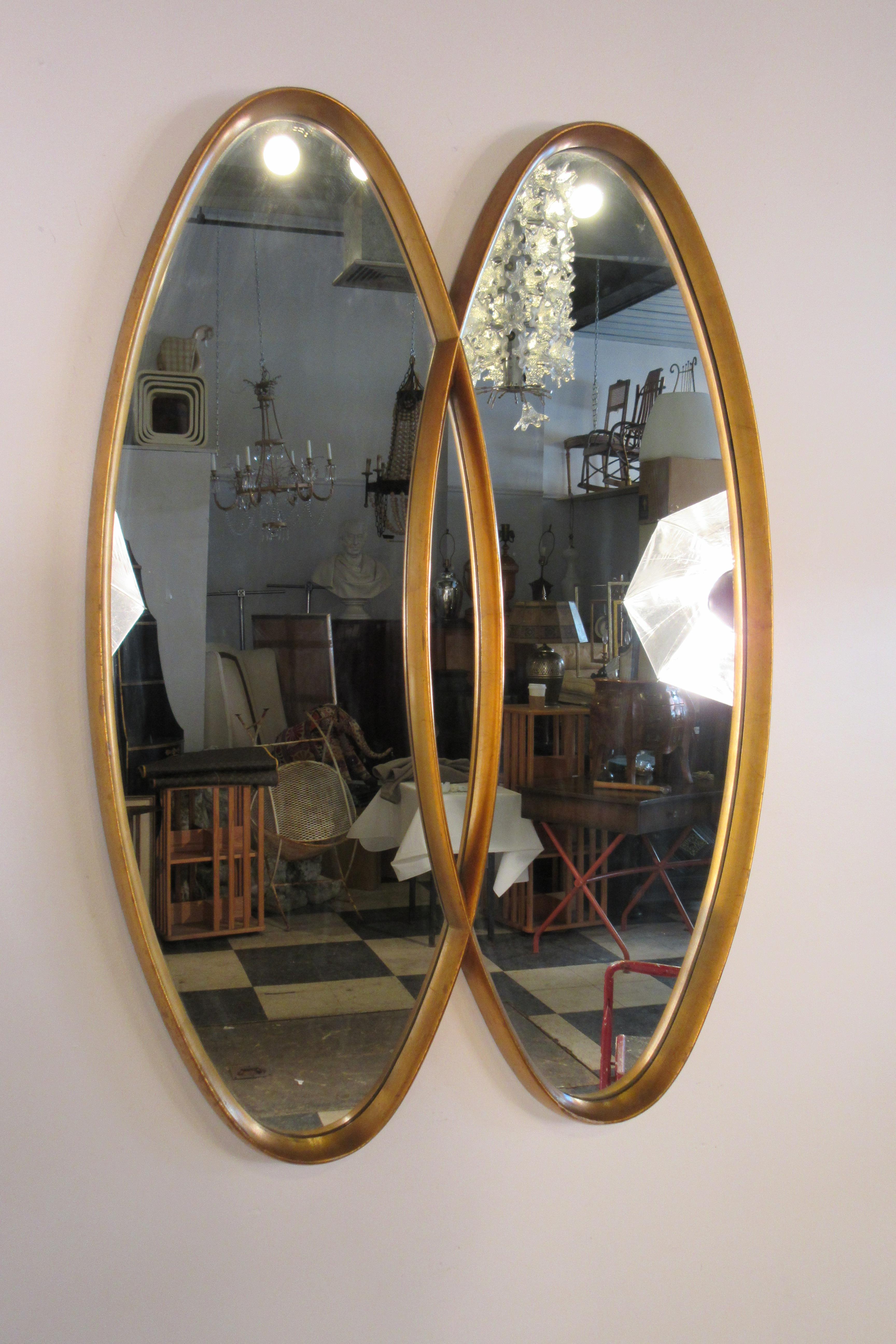 1960s Gilt Oval Intersected Mirror 3