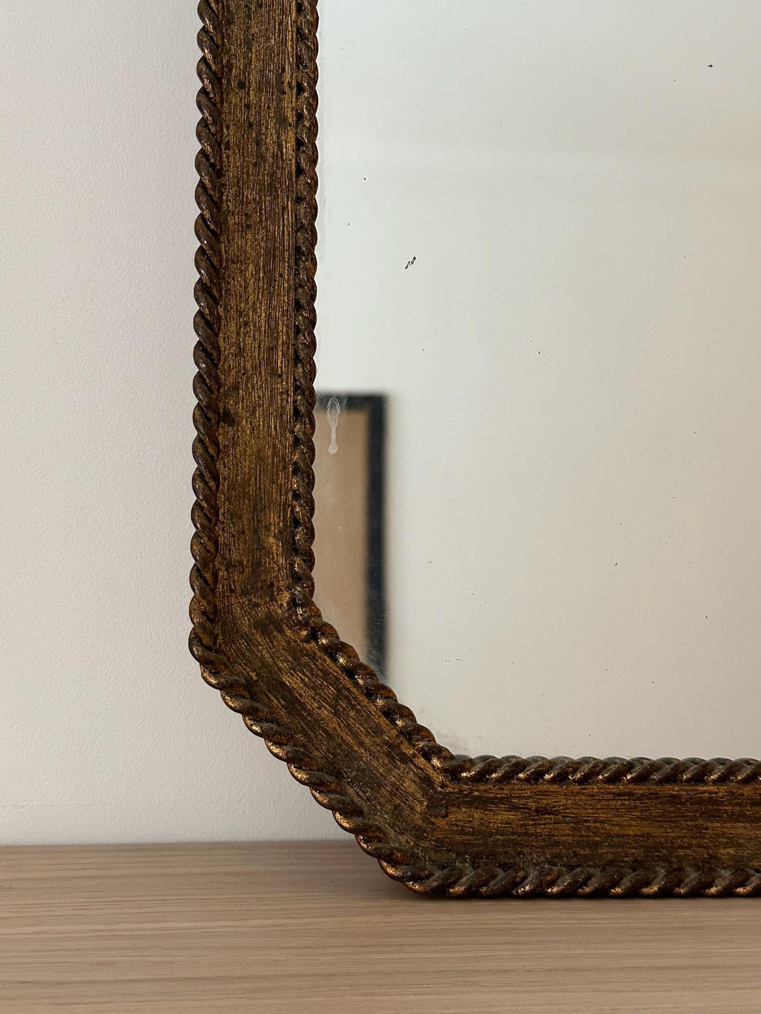French 1960s Gilt Wall Mirror For Sale