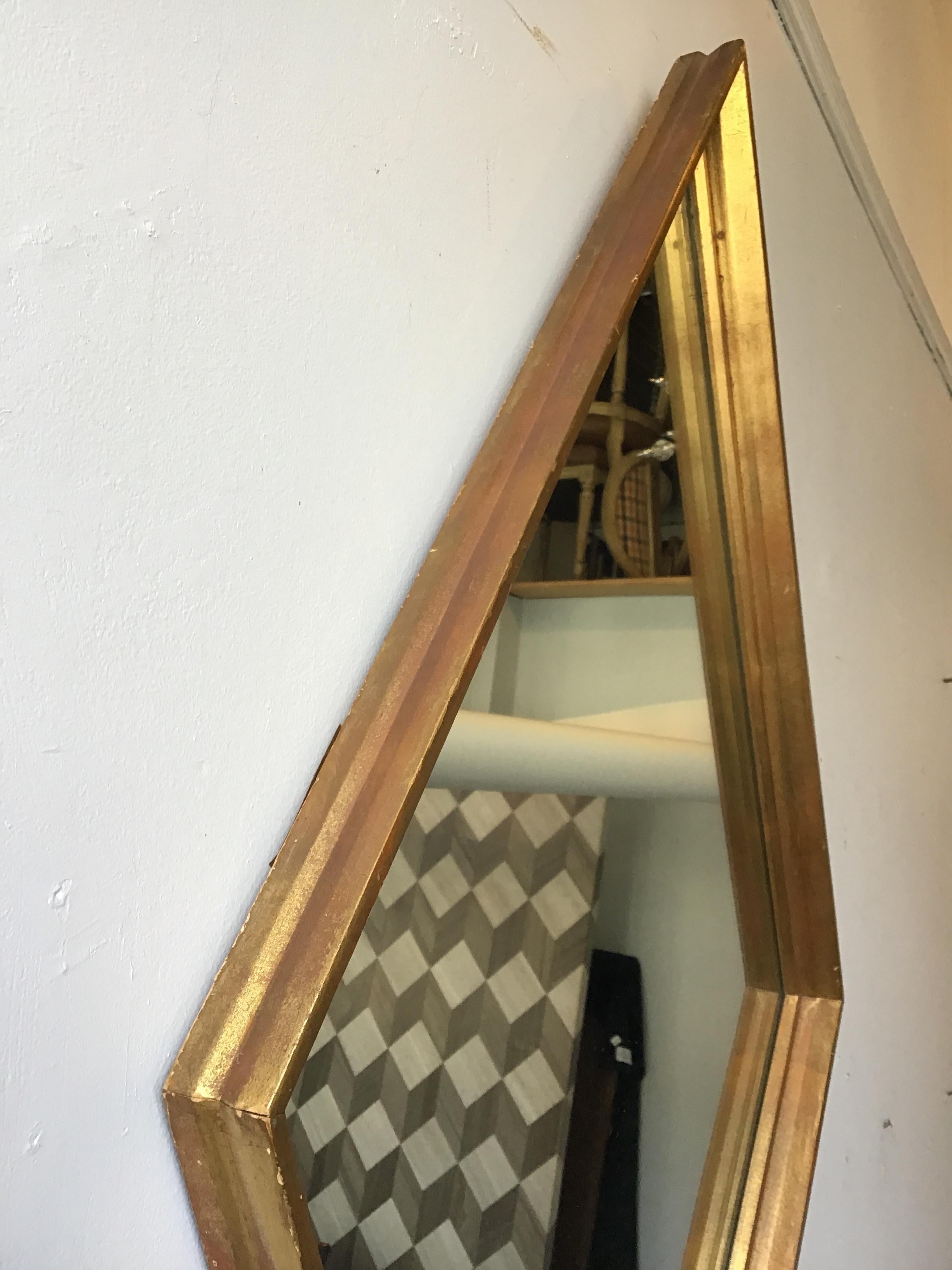 Mid-20th Century 1960s Giltwood Diamond Shaped Mirror For Sale