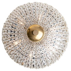 1960s Gilded Brass & Cut Crystal Glass Flush Mount in the Style of Palwa