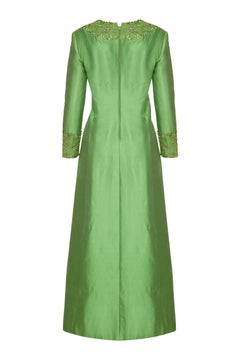 1960s Gino Charles for Malcolm Starr Green Beaded Collar Dress