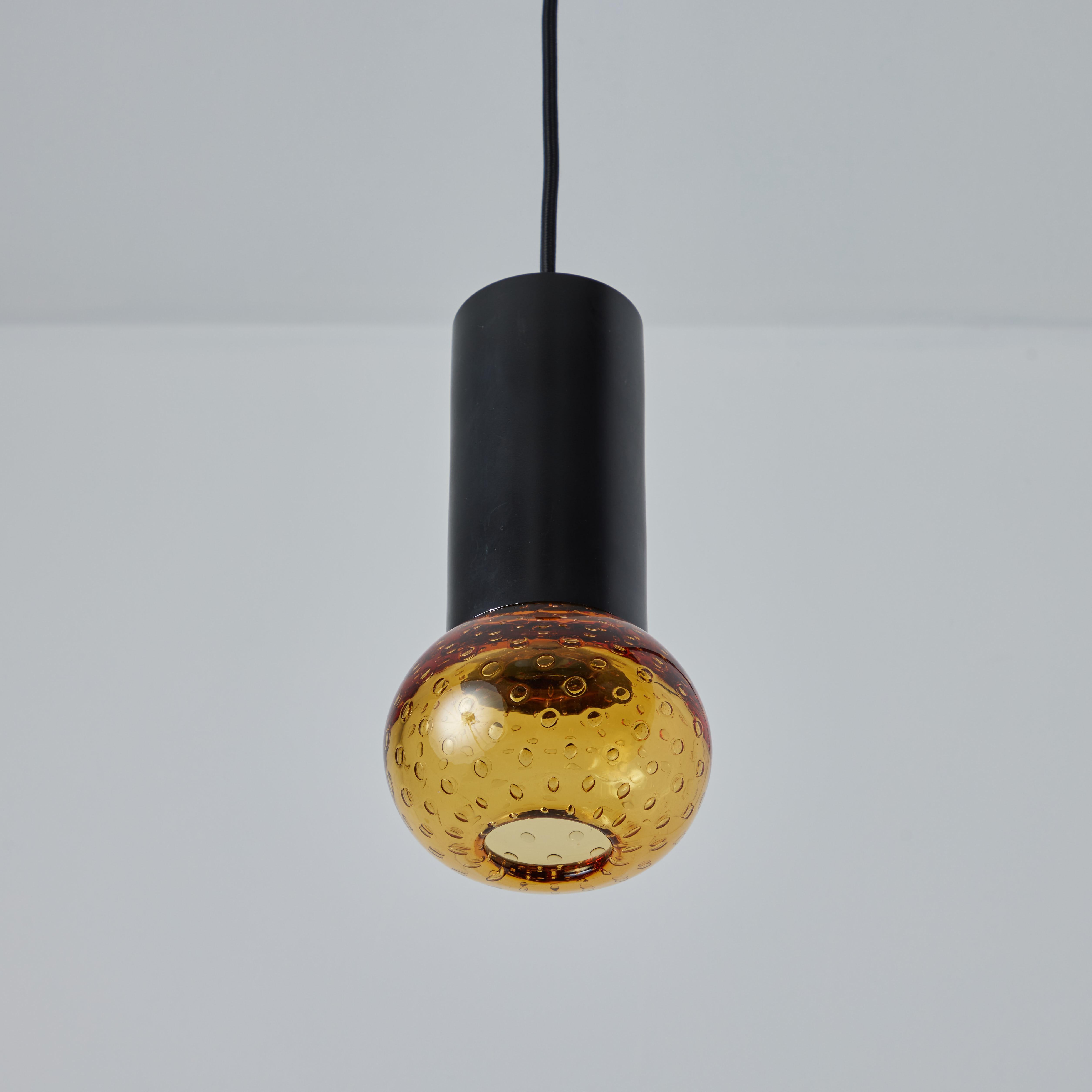 1960s Gino Sarfatti Metal and Amber Seguso Glass Pendant for Arteluce For Sale 4