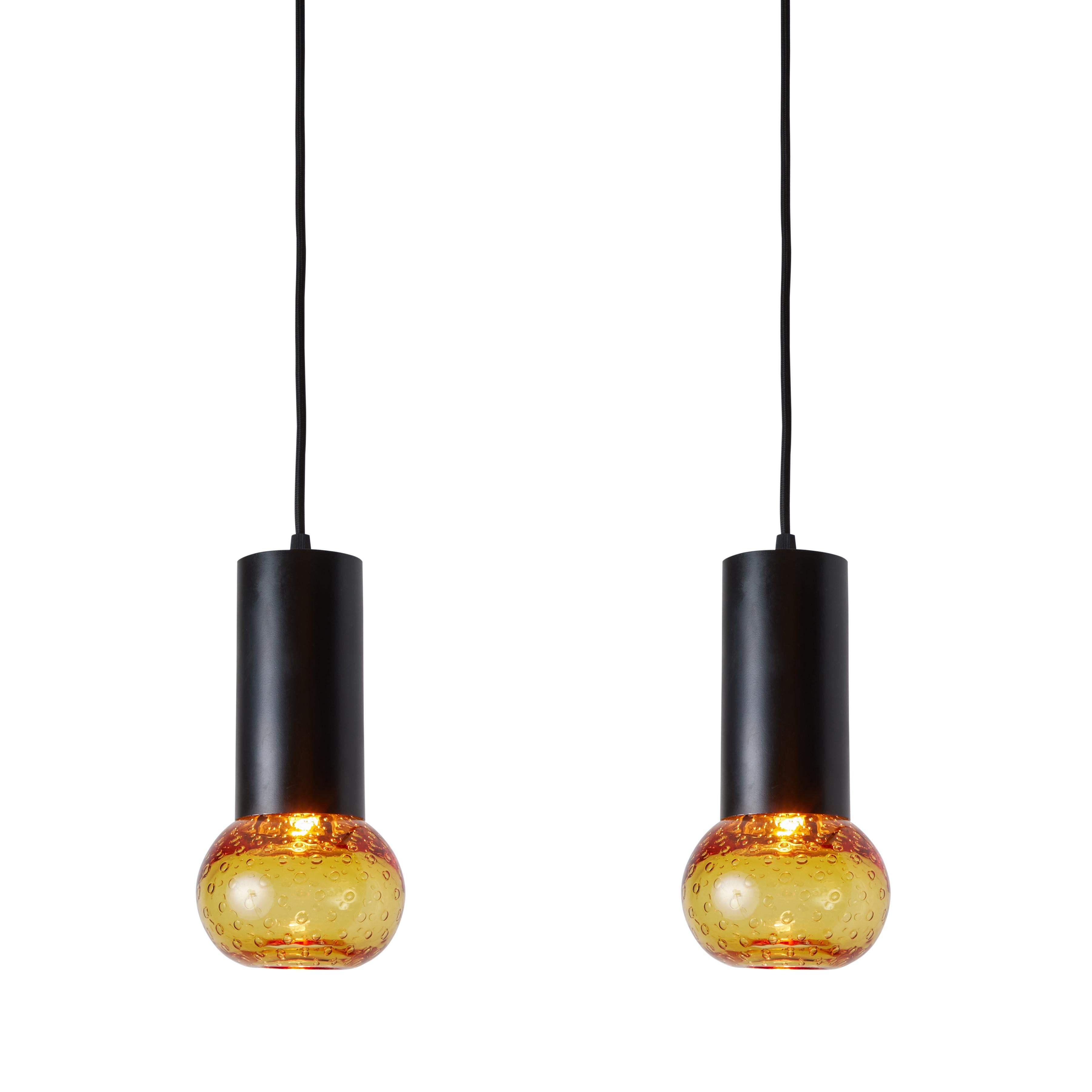 Lampe à suspension en métal et verre Seguso ambré de Gino Sarfatti pour Arteluce, années 1960 en vente 7