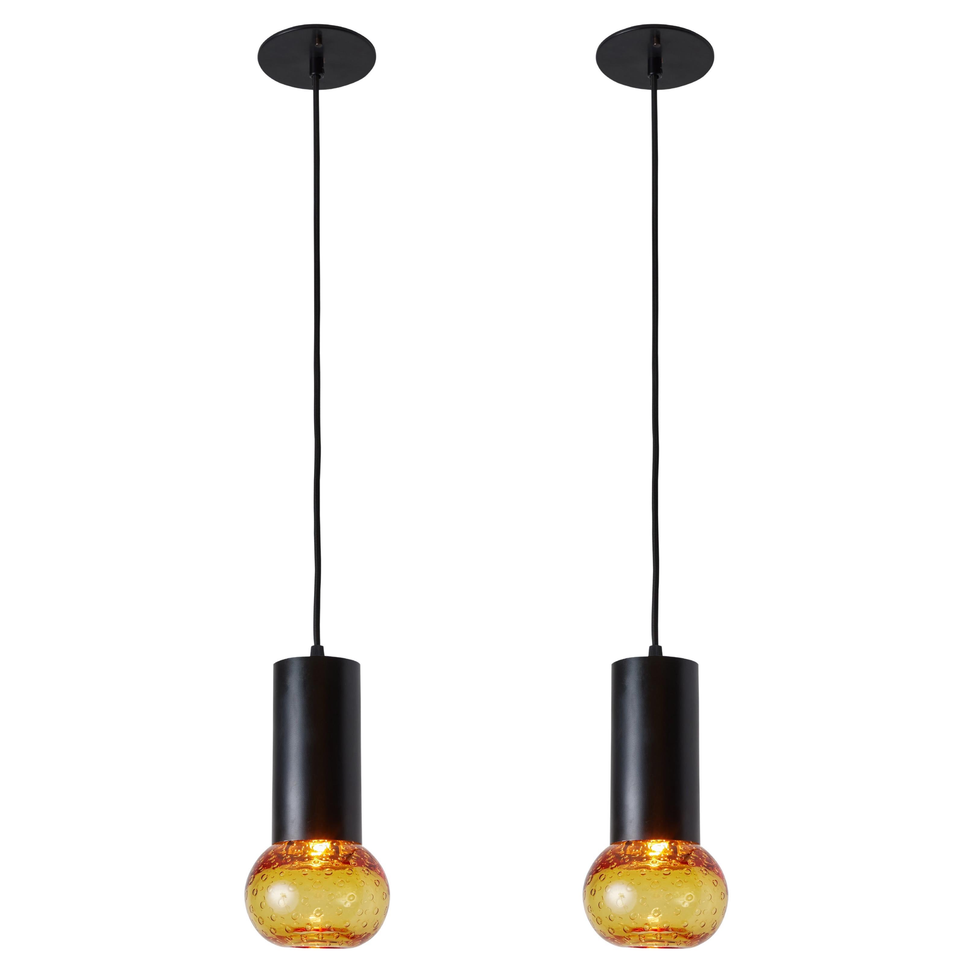 Lampe à suspension en métal et verre Seguso ambré de Gino Sarfatti pour Arteluce, années 1960 en vente