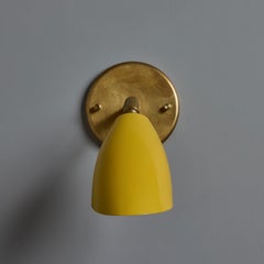 1960s Gino Sarfatti Model #26b Yellow and Brass Wall Lamp for Arteluce