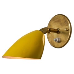 1960s Gino Sarfatti Model #26b Yellow and Brass Wall Lamp for Arteluce