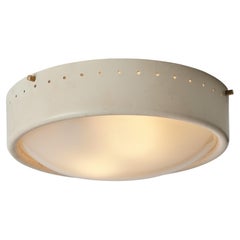 1960s Gino Sarfatti Perforated Metal and Opaline Glass Flush Mount for Arteluce