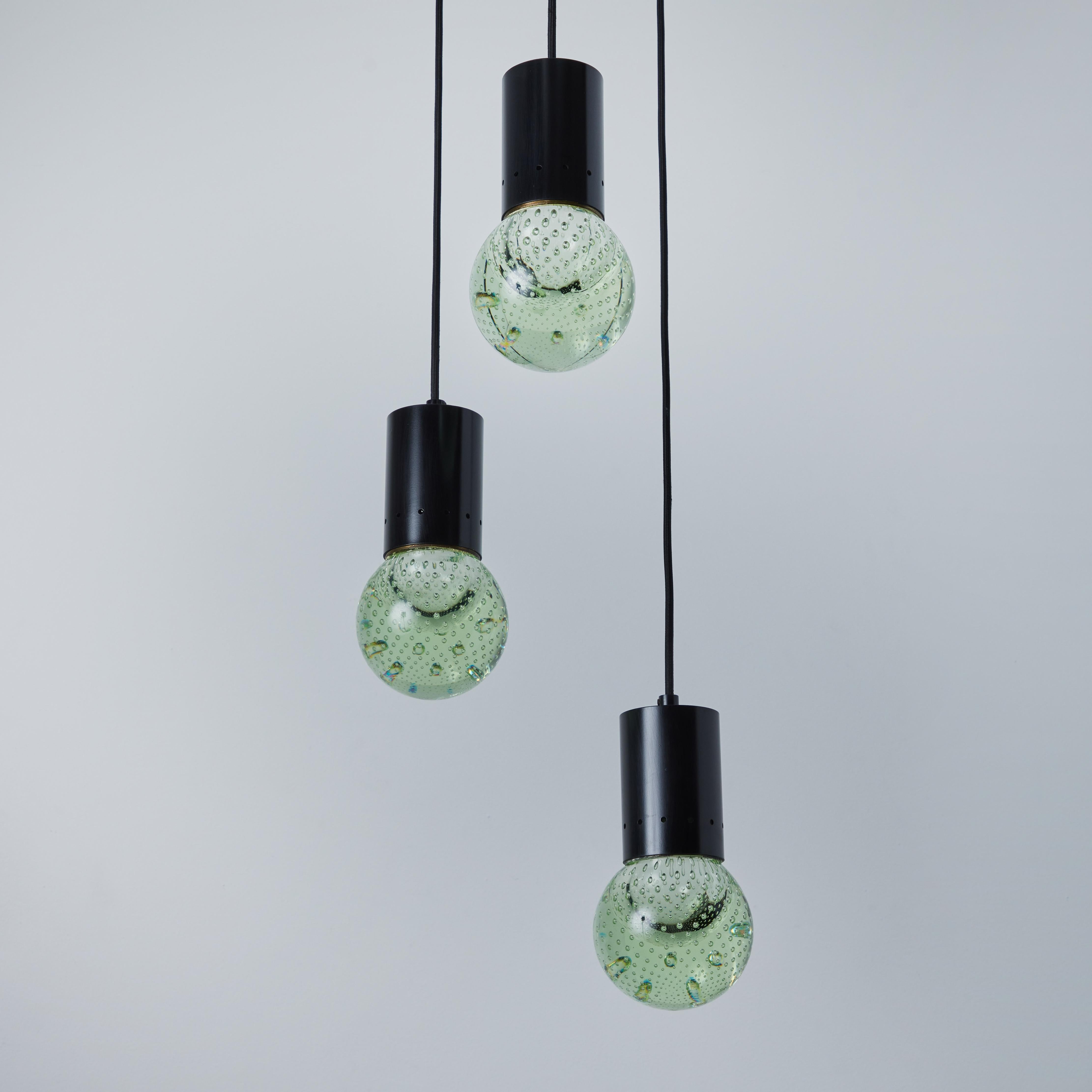 1960s Gino Sarfatti Seguso Bubble Glass 3-Pendant Chandelier for Arteluce For Sale 6