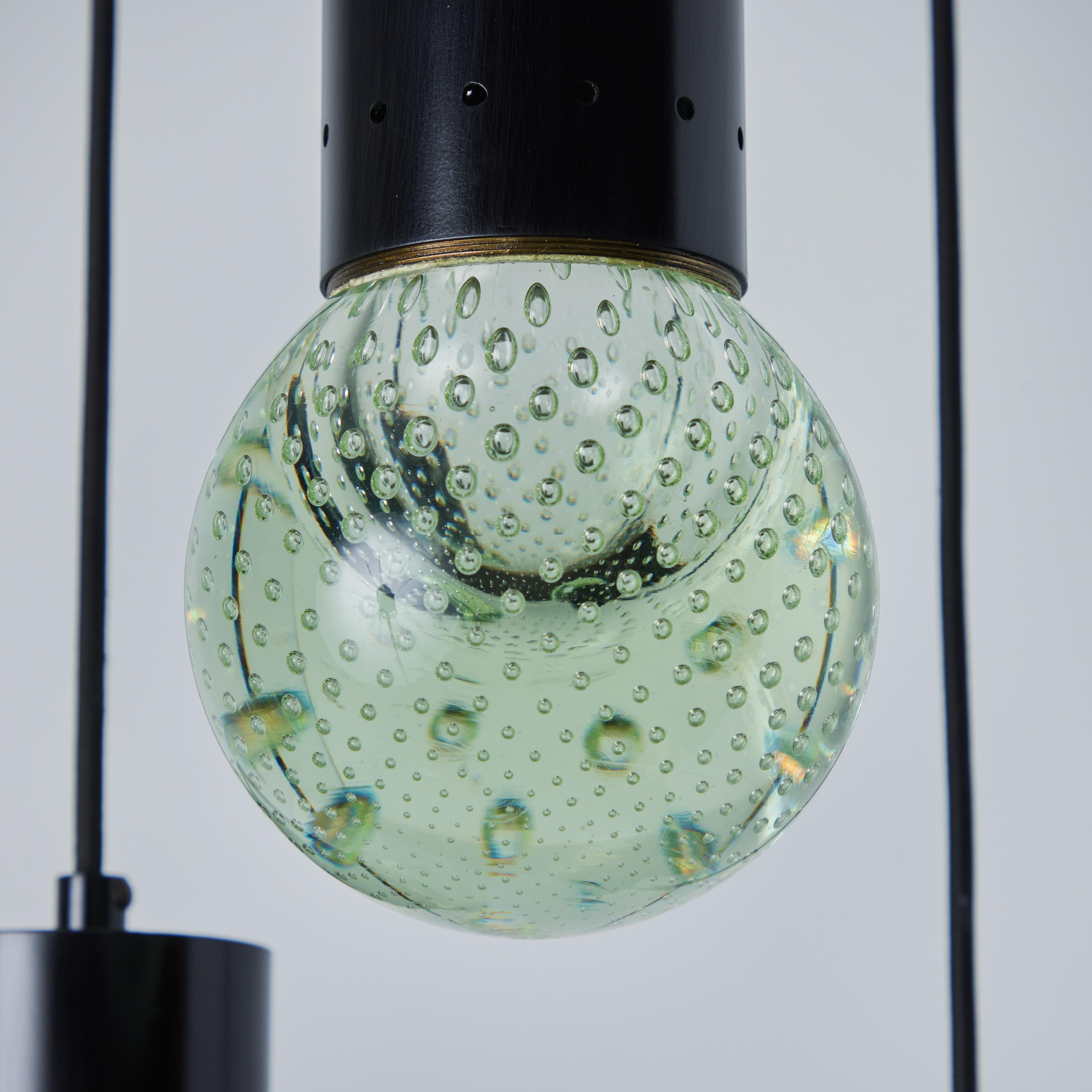 1960s Gino Sarfatti Seguso Bubble Glass 3-Pendant Chandelier for Arteluce For Sale 8