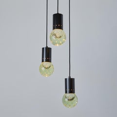 1960s Gino Sarfatti Seguso Bubble Glass 3-Pendant Chandelier for Arteluce
