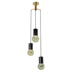 1960s Gino Sarfatti Seguso Bubble Glass 3-Pendant Chandelier for Arteluce