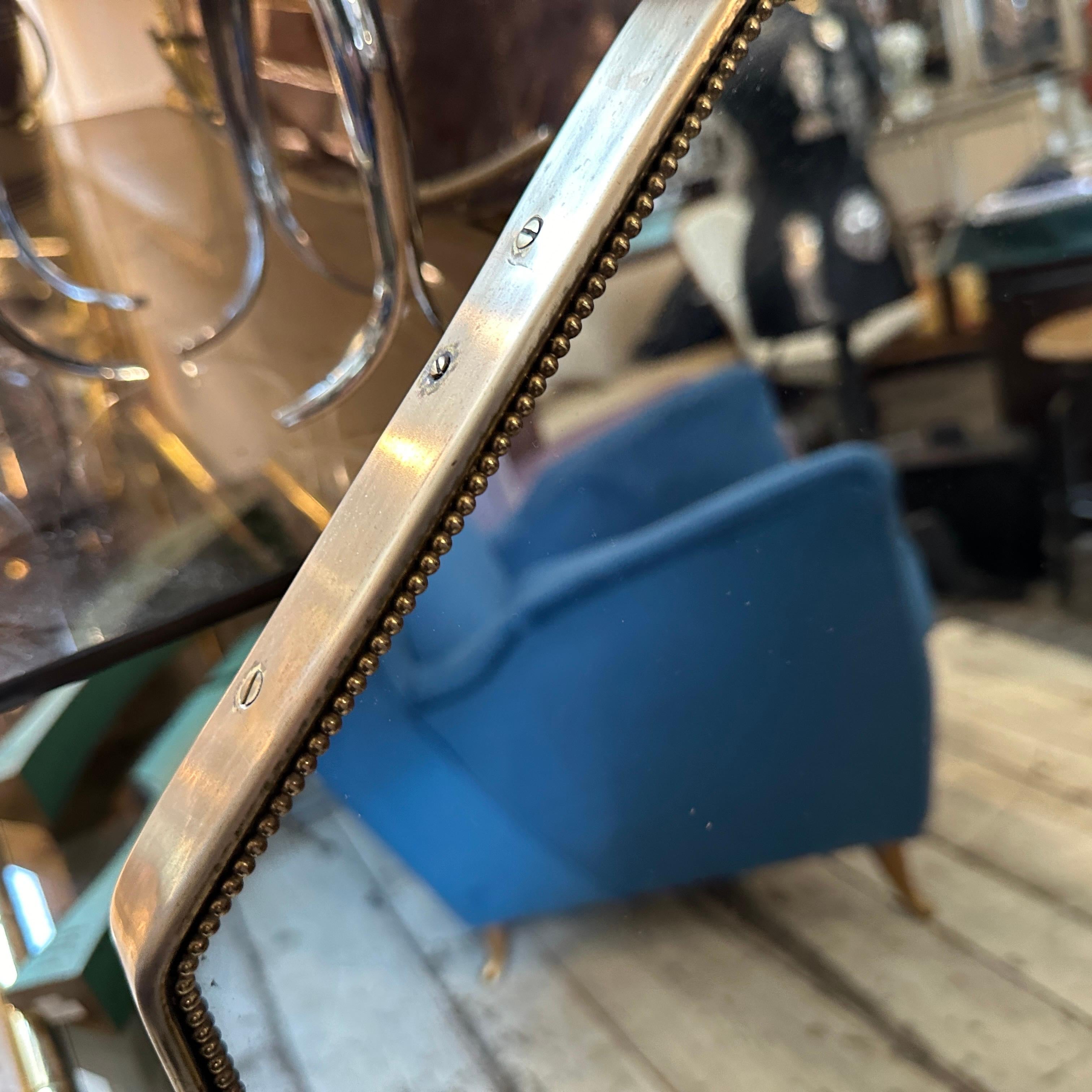 20th Century 1960s Gio Ponti Style Mid-Century Modern Brass Italian Octagonal Wall Mirror For Sale