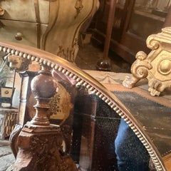 1960s Giò Ponti Style Mid-Century Modern Brass Italian Oval Wall Mirror