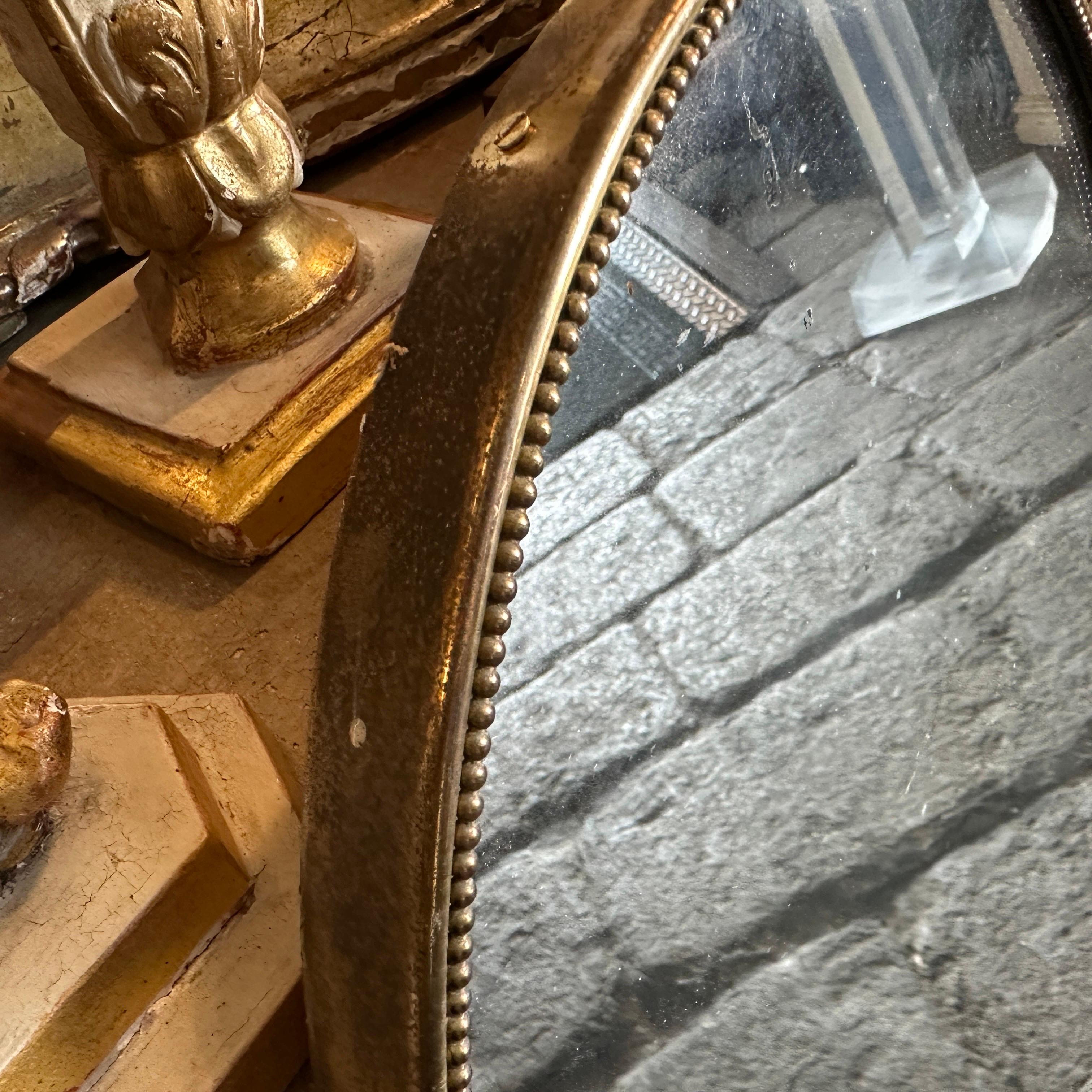 1960er Giò Ponti Stil Mitte des Jahrhunderts Modern Messing Italienisch Oval Wandspiegel (Handgefertigt) im Angebot