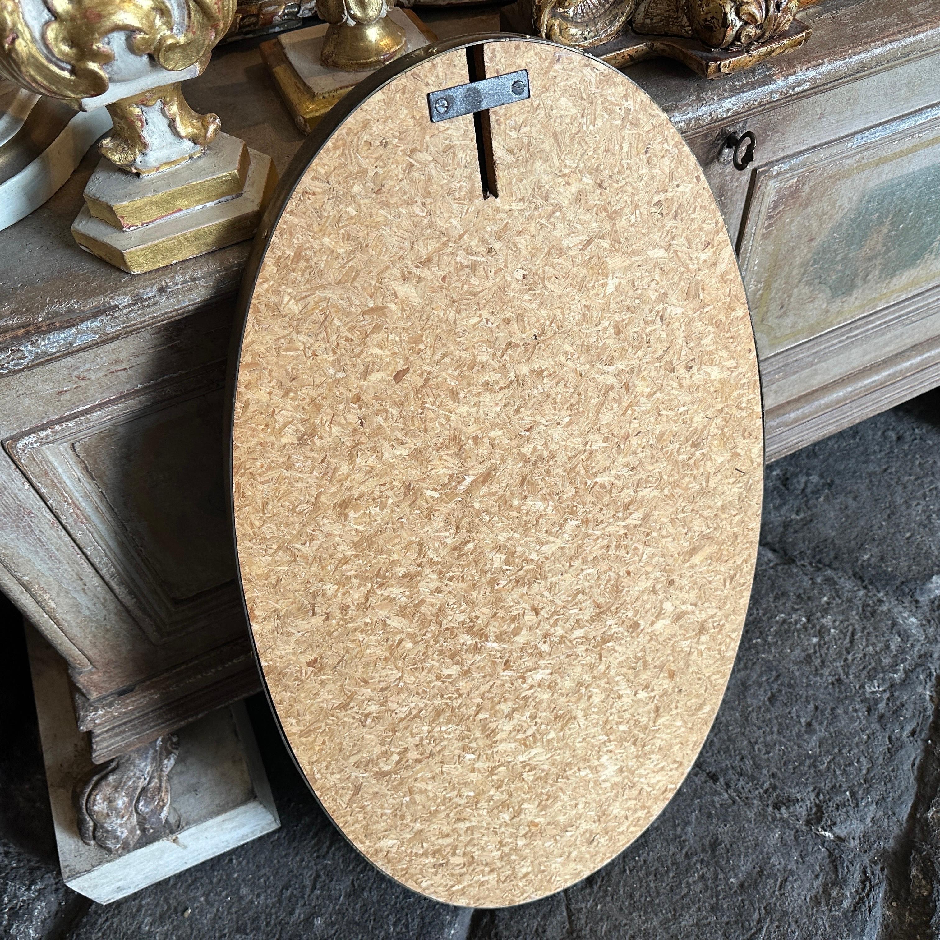 1960er Giò Ponti Stil Mitte des Jahrhunderts Modern Messing Italienisch Oval Wandspiegel im Angebot 1