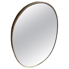 1960s Giò Ponti Style Mid-Century Modern Brass Italian Oval Wall Mirror