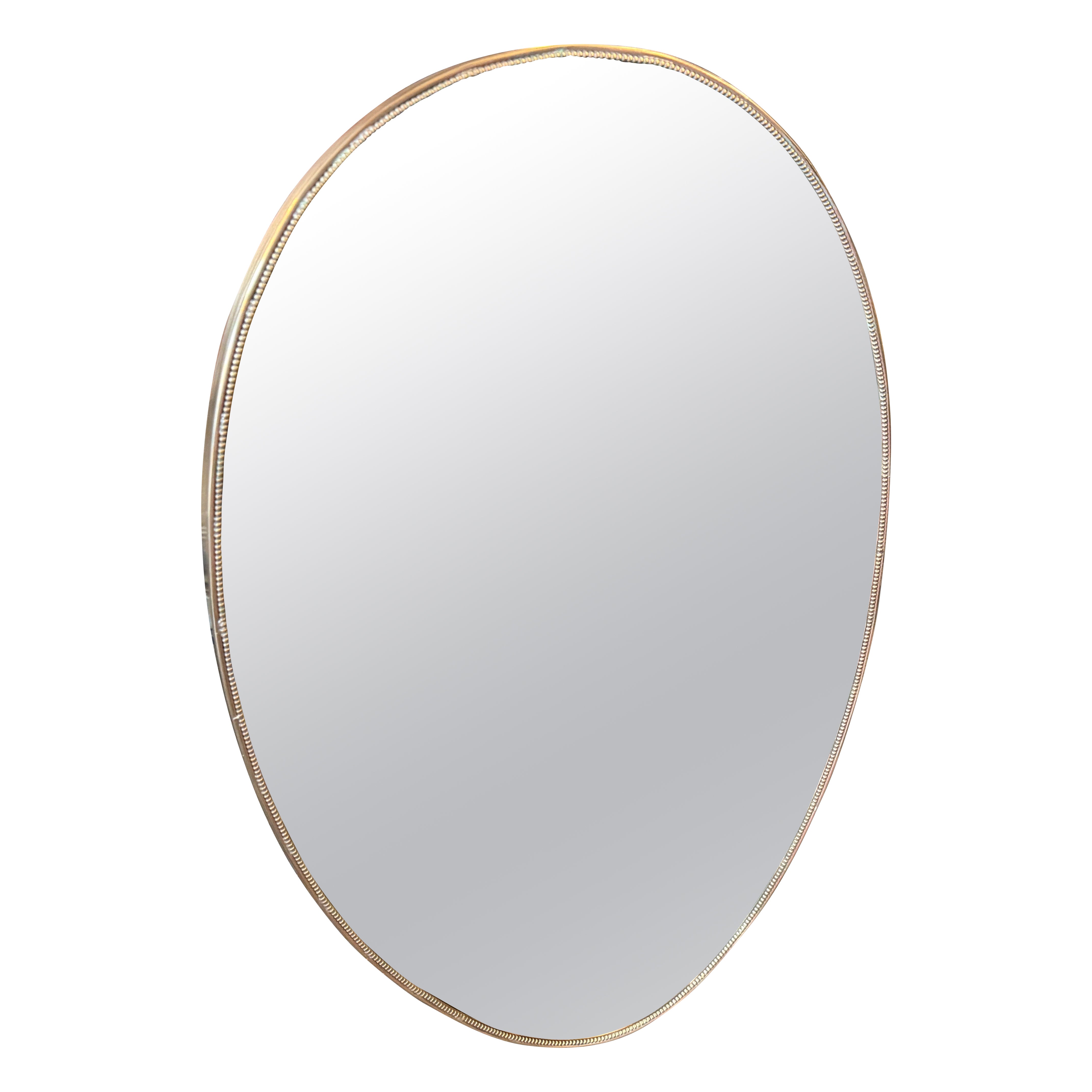 1960s Giò Ponti Style Mid-Century Modern Brass Italian Oval Wall Mirror For Sale