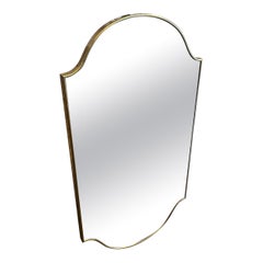1960s Gio Ponti Style Mid-Century Modern Brass Italian Shield Wall Mirror