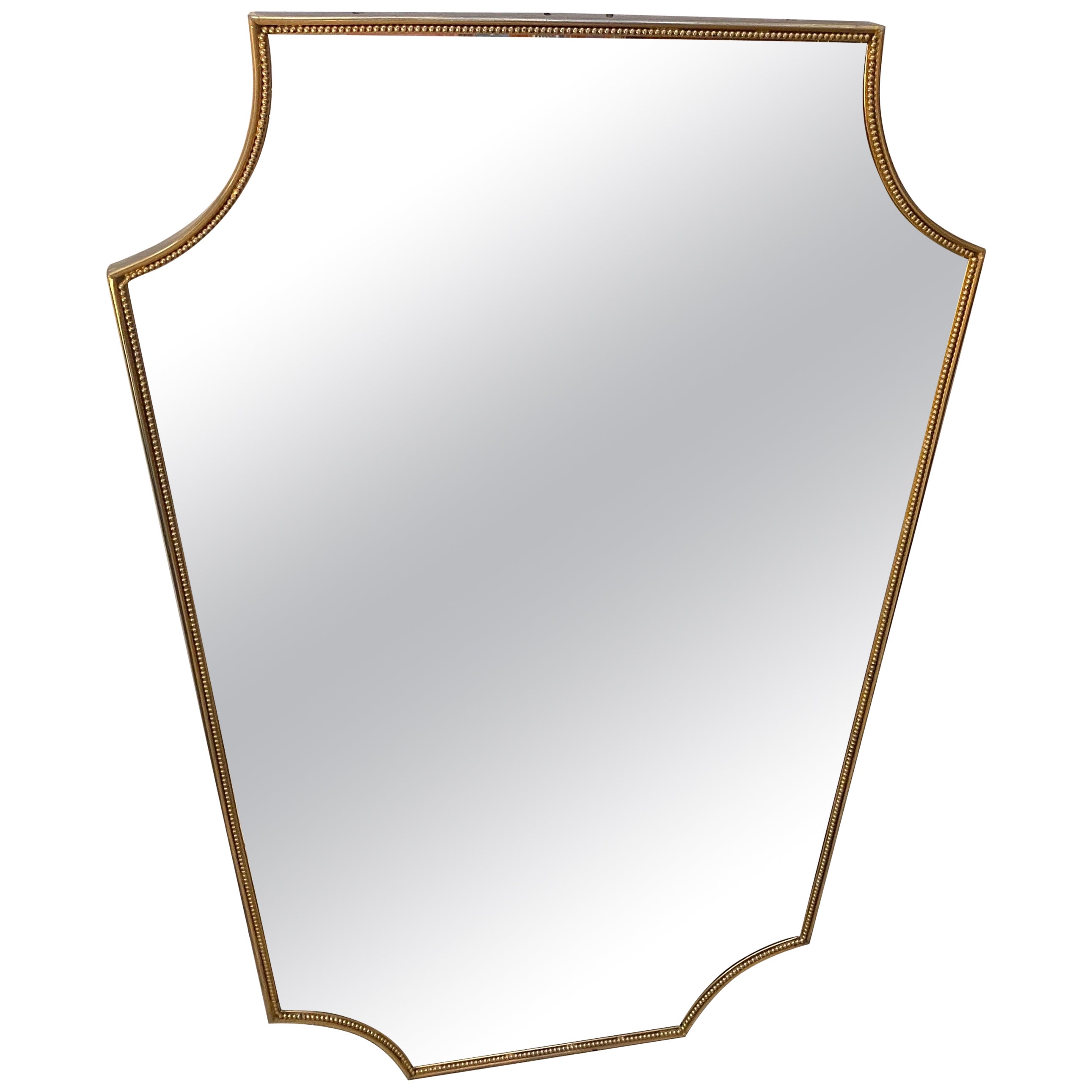 Espejo de pared italiano de latón de mediados de siglo moderno estilo Gio Ponti de los años 60