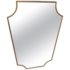 Espejo de pared italiano de latón de mediados de siglo moderno estilo Gio Ponti de los años 60