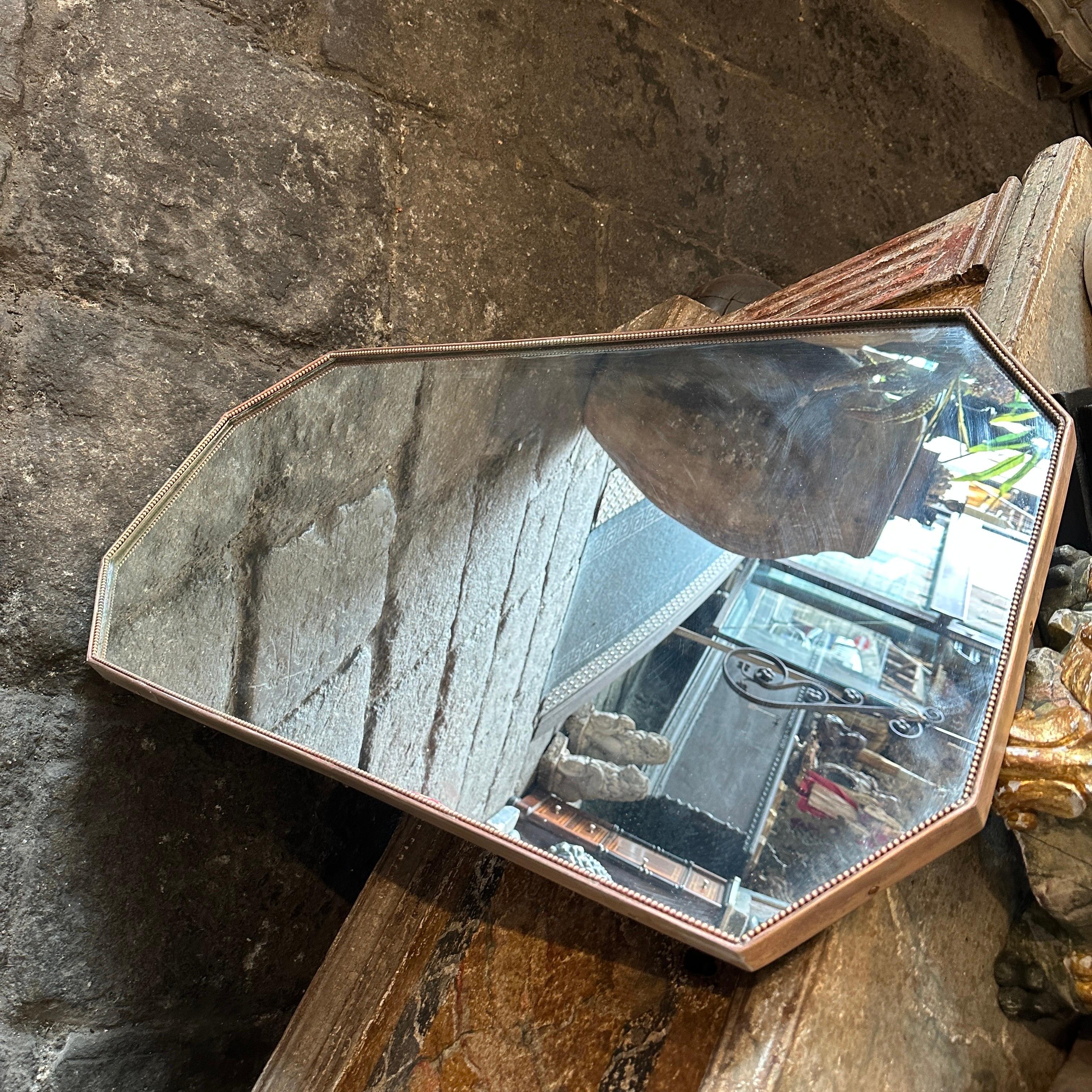 Fait main Miroir mural italien octogonal en laiton, style Gio Ponti, mi-siècle moderne, années 1960 en vente