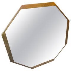 1960s Gio Ponti Style Mid-Century Modern Brass Octagonal Wall Mirror