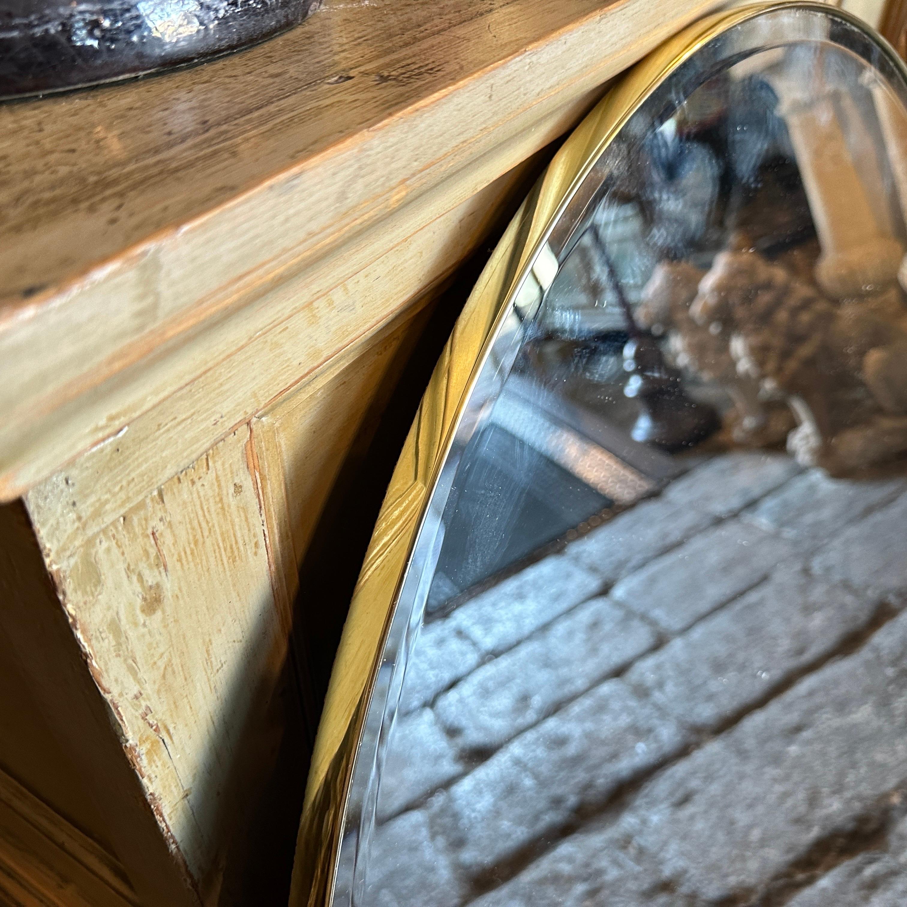 Miroir mural italien ovale en laiton, style Gio Ponti, mi-siècle moderne, années 1960 en vente 1