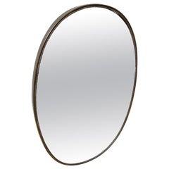 1960s Gio Ponti Style Mid-Century Modern Brass Oval Wall Mirror