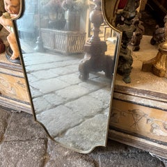 1960s Gio Ponti Style Mid-Century Modern Brass Shield Italian Wall Mirrror