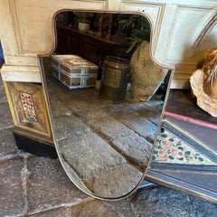 1960s Gio Ponti Style Mid-Century Modern Brass Shield Shaped Italian Wall Mirror