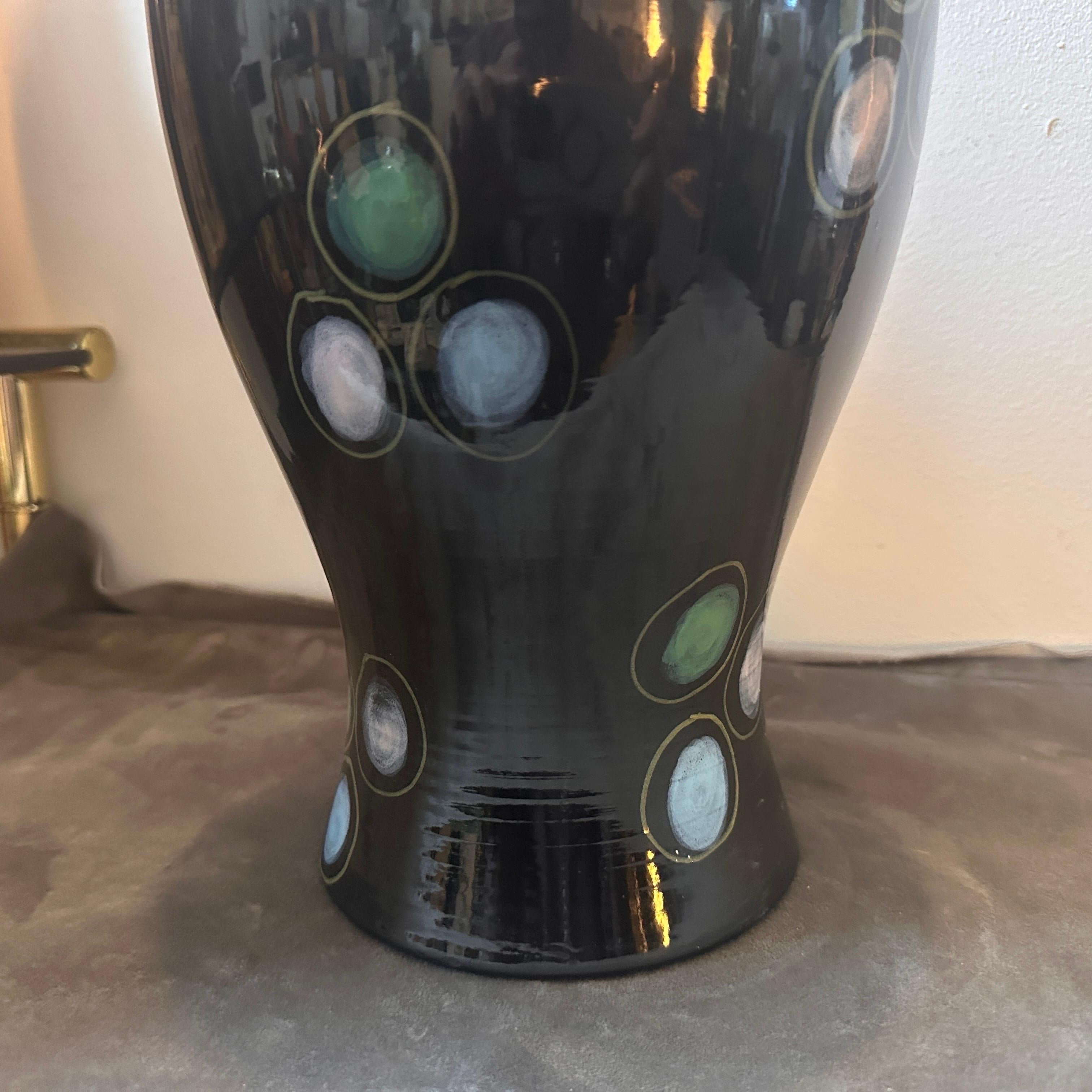 Céramique Vase en céramique peint à la main, style Gio Ponti, mi-siècle moderne, années 1960 en vente