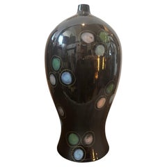 1960s Gio Ponti Style Mid-Century Modern Hand Painted Ceramic Vase
