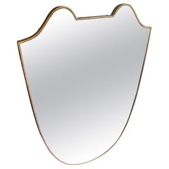 1960s Gio Ponti Style Mid-Century Modern Shield Shaped Italian Big Wall Mirror